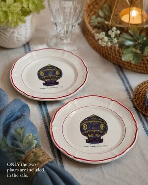 Longchamp Hot Air Balloon Dessert Plates Set of 2 Made In France